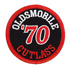 1970 Oldsmobile Cutlass Embroidered Patch Black Twill/Red Iron-On Sew-On Hat Bag