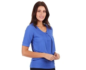 A NNT Women's Short Sleeve V-Neck Overlay Top Blue - CAT9UV - Medium - Picture 1 of 2