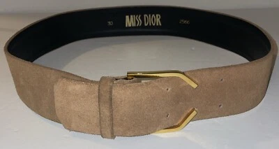 Christian Dior - Miss Dior Camel Brown Suede Women’s Belt Sz 30 #2566 Designer - Image 1 of 4