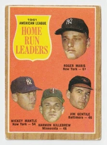 1962 Topps #53 1961 American Home Run Leaders Maris Mantle Killebrew Gentile W2 - Bild 1 von 2