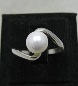 Plain Stylish Sterling Silver Ring Genuine Solid 925 8mm Pearl Handmade Empress - Picture 1 of 5