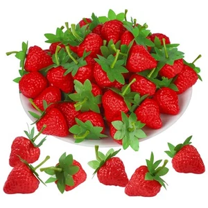 100 PIEZAS Fresas Rojas Artificiales Plástico Falso Fresa Decoración para Hogar1480 - Imagen 1 de 7