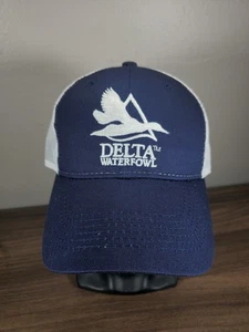 Delta Waterfowl Trucker Hat Mesh Strap Back Cap Navy Blue Duck Hunting Outdoors - Picture 1 of 10