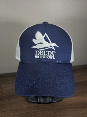 Sombrero de camionero Delta Waterfowl correa de malla gorra trasera azul marino pato caza al aire libre Foto 1 de 4