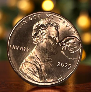 LETZTES JAHR 2025 Weihnachten Weihnachtsmann Gegenstempel Feiertag Lincoln Cent Aufdruck - Bild 1 von 6