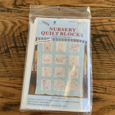 New Jack Dempsey Stamped Embroidery 12-9" x 9" Squares Farm Animals #300-83 (27) - Image 1 of 4