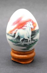 Uovo statuina unicorno Princeton Gallery 1993 vintage con supporto tramonto funzionante - Foto 1 di 8