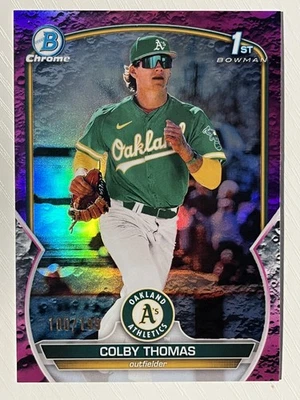 Colby Thomas 2023 Bowman Chrome Prospects Fuchsia Lunar Refractor 100/199 - Image 1 of 2