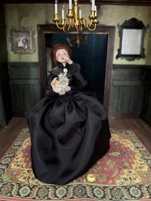 1:12工匠娃娃屋娃娃哭泣寡妇令人毛骨悚然的万圣节 — 第 1/4 张图片