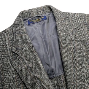 VTG 40 S Brooks Brothers Makers Tweed Patch Pkt Grey Herringbone Stripe Blazer - Picture 1 of 17