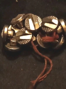 12 Tiny Gold Silver Tone Metal Shank Buttons 8.6mm 3/8" Dozen Small Geo - Picture 1 of 2