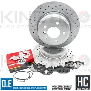 FOR BMW X5 40d M SPORT F15 REAR DRILLED BRAKE DISCS MINTEX PADS SENSOR 320mm - Bild 1 von 6