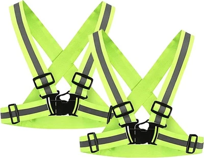 Reflective Belt, Running Vest, Safety Vest Straps, High One Size, Green 2 Pcs - Image 1 of 4