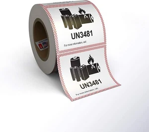 Etiquetas de batería de iones de litio de 4,375" x 4,75" pegatinas caja de embalaje seguridad UN3481 - Imagen 1 de 1