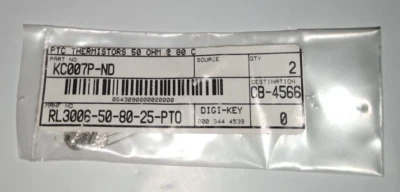 (2) KC007P-ND, RL3006-50-80-25-PTO(NEW) PTC THERMISTORS 50 OHM at 80 c. - Image 1 of 2