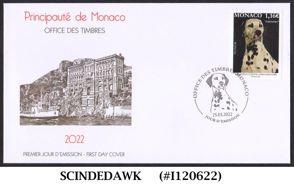 MÓNACO - EXPOSICIÓN CANINA INTERNACIONAL 2022 / MAMÍFEROS / ANIMALES 1V FDC  Foto 1 de 1