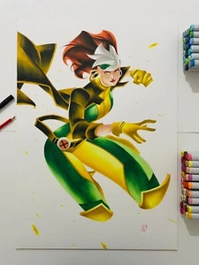 ROGUE 17X22" ARTE PINUP ORIGINAL DE FAMOUR DC MARVEL ARTISTA THONY SILAS - Imagen 1 de 2
