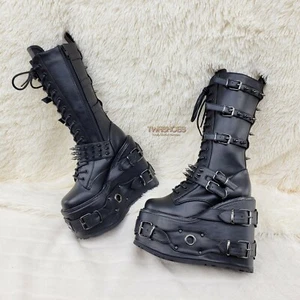 Botas a la rodilla negras Swing 327 5,5" con tachuelas y picos bota de rave gótica DEMONIA NY - Imagen 1 de 11