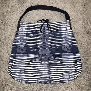 Tommy Hilfiger Medium Blue White Hobo Shibori Pinstripe Tote Bag 19x16 - Picture 1 of 6