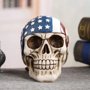 July 4th USA Flag Bandana Skull Americana Resin Figure Cool Home Decor Halloween - Picture 1 of 14