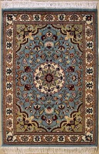 Rugstc 2.5x4 Senneh Pak Persian Blue Area Rug, Hand-Knotted,Floral with Wool - Picture 1 of 5