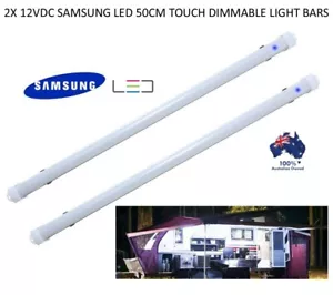 2X 50CM 12VDC TOUCH CONTROL ON OFF DIMMABLE LED STRIP LIGHT BARS CAMPING CARAVAN - Picture 1 of 4