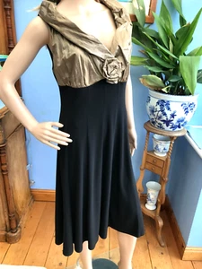 Joseph Ribkoff Black & Bronze Stretch Sleeveless Cocktail Dress Size 12 - Picture 1 of 10