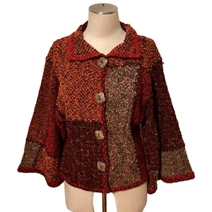 Curio Patchwork Boho Knit Sweater Artsy Cottagecore Vintage Women’s Sz XL - Picture 1 of 9
