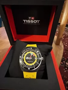 Tissot Sideral S Men's Black Dial Yellow Rubber Strap Watch - Picture 1 of 6