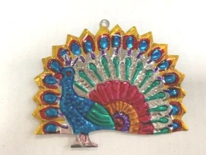 Peacock Ornament Metal Handmade Hand painted Two-Sided Colorful Hanging - Bild 1 von 6