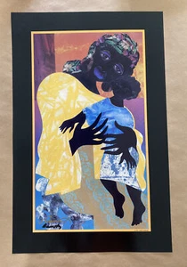 Estampado artístico firmado a mano de arte afroamericano de James Dinamarca - Imagen 1 de 5