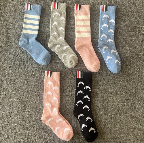 Thom Browne Calze donna grigie a righe a quattro barre