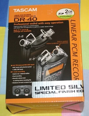 NEW Tascam DR-40 4-Track Handheld Digital Audio Recorder Silver Limited Edition - Image 1 of 4