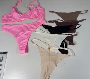SHEIN Women’s Pink Lingerie Set Size Small And 5 Pack Thong Size Small - Picture 1 of 10