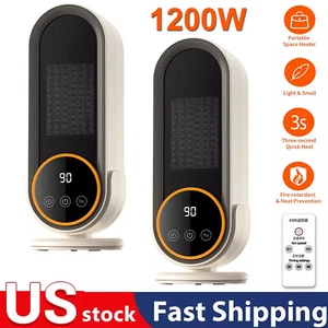 2PCS Space Heaters 1200W Touch Screen PTC Electric Heater with Remote for Indoor - Picture 1 of 18