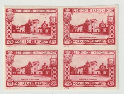Spain 1938 - Proof set of 4x - Pro Union - Imperforate block - Red - MLH * Sp439 - Image 1 of 2