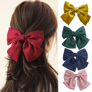 Oversize Bowknot Hair Clip Satin Two Layer Butterfly Bow Hairpin Pure Big Bows - Picture 1 of 23