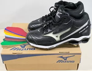 Mizuno 9-Spike Classic G6 Mid Switch Baseball Tacchetti Metallo Uomo 9 Nero/Bianco - Foto 1 di 6