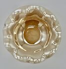Jeannette Louisa Floragold Ruffled Iridescent Peach Lustre Glass Bowl 9.75" N3