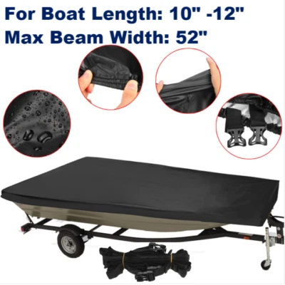 10-12 FT For Jon Boat Cover Waterproof 210D Heavy Duty Sun Protection Boat Cover - image 1 of 4