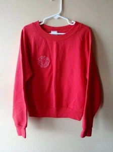 VTG 80s 90s Kids Red Christmas Raglan Sweatshirt Sz Small 8/10 Boys Girls - Picture 1 of 6
