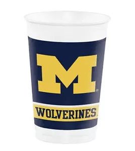 Michigan Wolverines 20oz Plastic Cups 8 Pack Michigan Wolverines Tableware - Picture 1 of 1