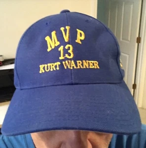 St Louis Rams adjustable blue cap - Kurt Warner MVP 13 embroidered w' Rams logo - Picture 1 of 3