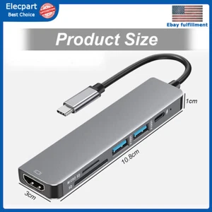 New 6-in-1 USB-C Type-C 3.1 to 4K HDMI USB 2.0 3.0 SD/TF Hub Reader Adapter - Picture 1 of 14