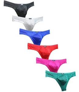 Men's Cheeky Boxer Briefs Sexy Low Rise Pouch Thong Underwear Medium Color 1 - Picture 1 of 8