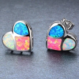 Aretes de ópalo de plata de ley 925 para mujer aretes de ópalo de fuego de plata 925 - Imagen 1 de 6