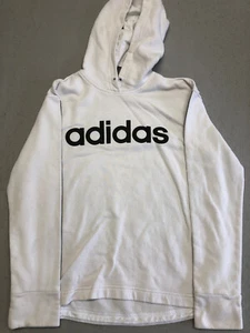 Adidas Youth Boy's Medium Sweatshirt White Fleece Graphic Pullover Hoodie - Picture 1 of 5