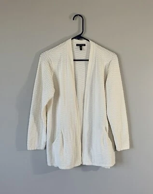 Cárdigan Suéter Eileen Fisher Texturizado Frente Abierto Mezcla Seda Marfil Talla S/P Foto 1 de 4