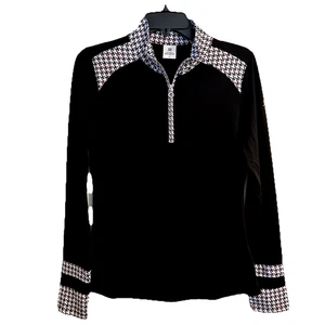 Daily Sports Born In Sweden Athletic Top 1/4 Zip Size S Long Sleeves Houndstooth - Picture 1 of 8
