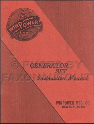 1950s WinPower Generator Gebrauchsanweisung G10C18DH Und Continental Motor Buch - Bild 1 von 4